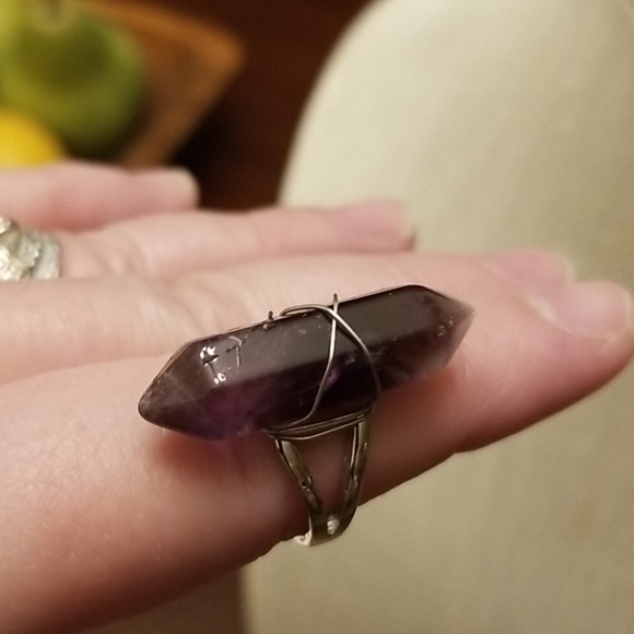 Jewelry - Amethyst Stainless Steel Wrapped Ring